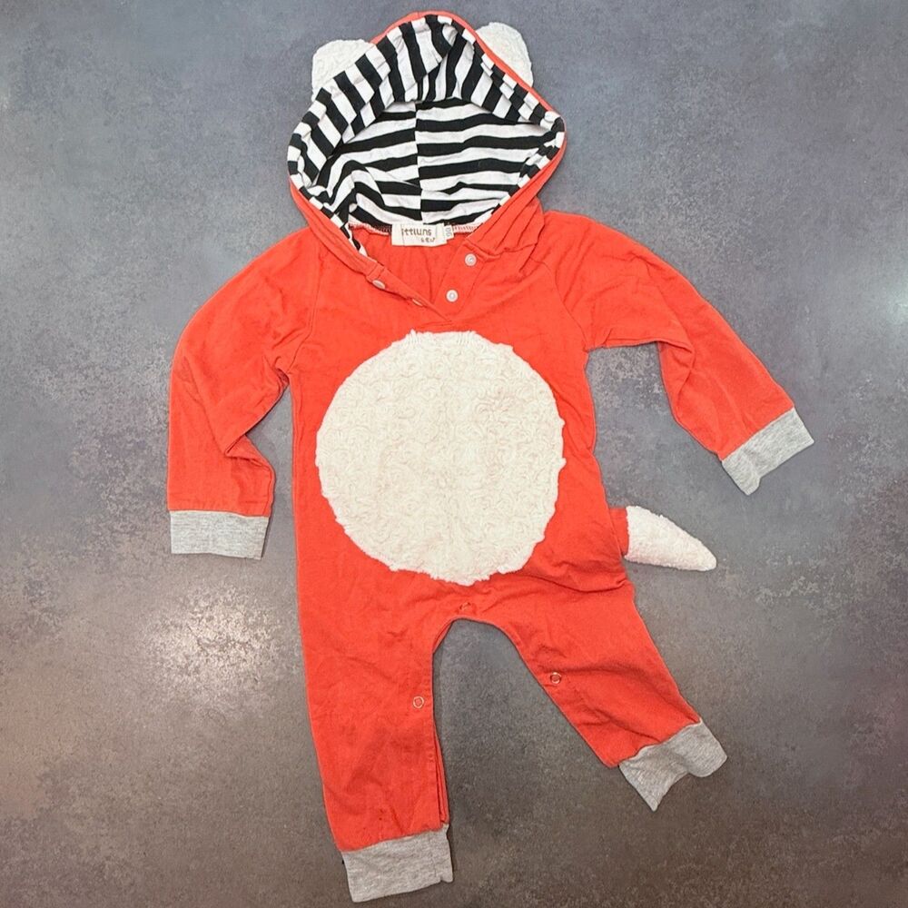 Littluns Escaped Baby Kit Costume Hooded One-Piece Orange 18-24M